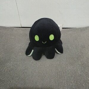 TeeTurtle Reversible Hypnotic Octopus Plushie Black Glow Green Happy Angry New